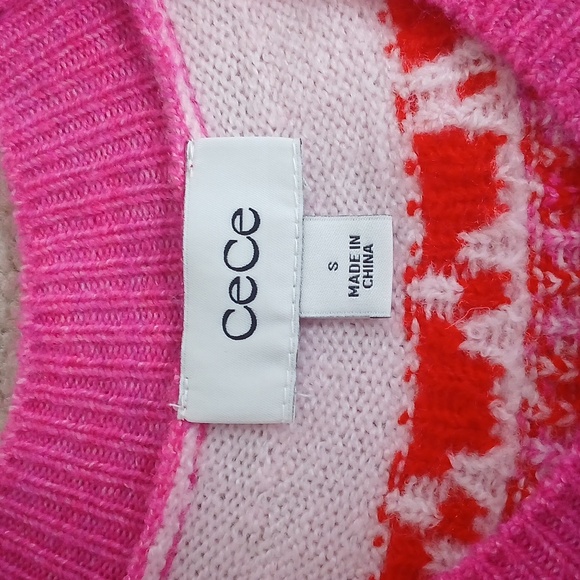 CeCe Heart Bow Fair Isle Sweater - Picture 5 of 7